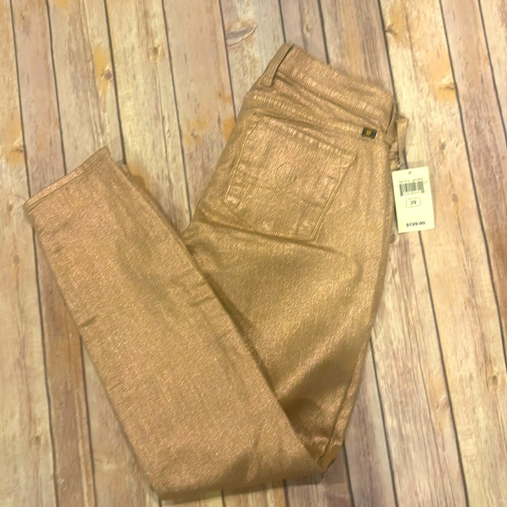 Lucky Brand size 8 ankle Sofia skinny jeans pink glitter color NWT